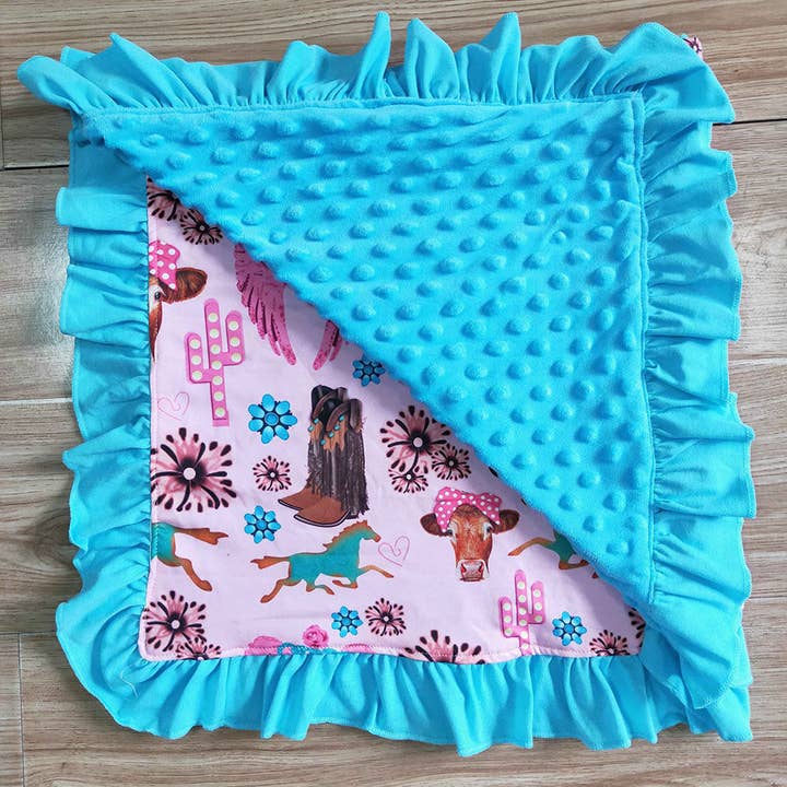 Baby kids western hotpink boots blankets for wholesale by Aier Wholesale