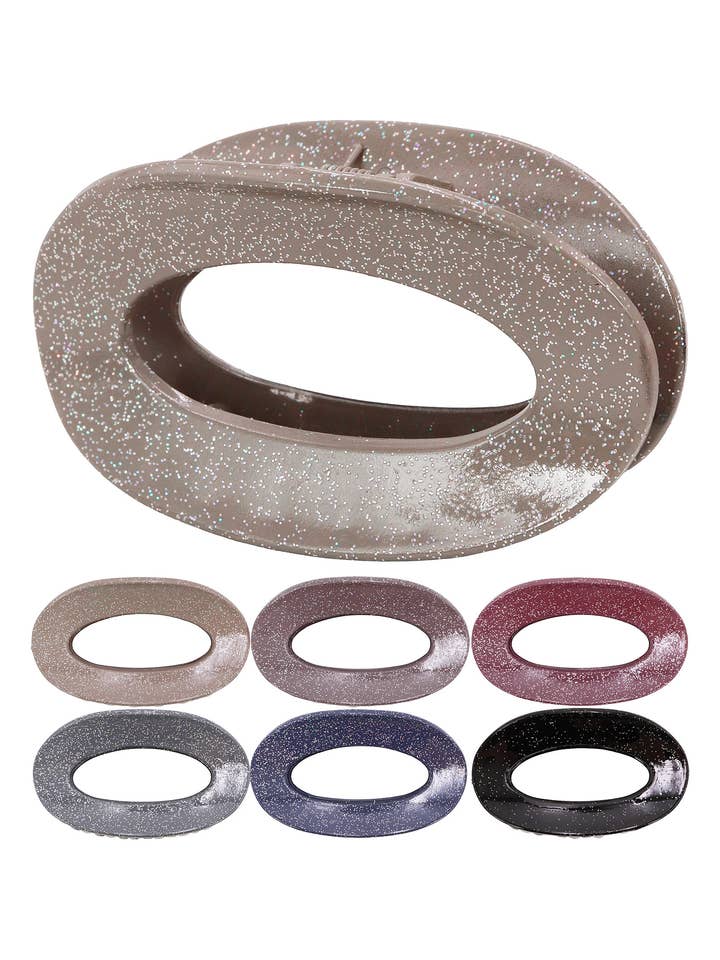 Holographic Glitter Oval Hollow-out Hair Claw for wholesale by Cap Zone