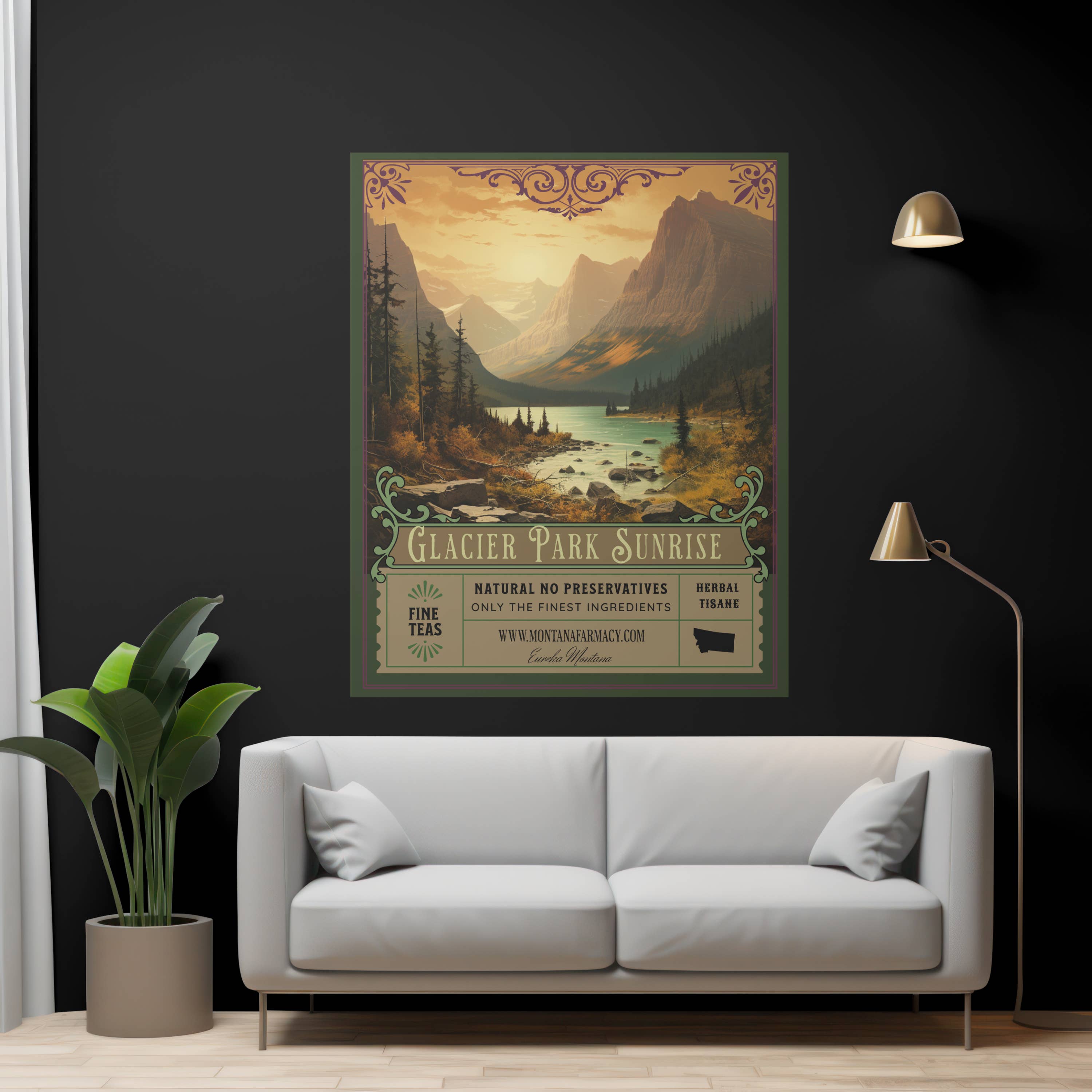 Montana Farmacy - Wholesale Poster - Glacier Morning National Park Tea Montana Farmacy Poster 1