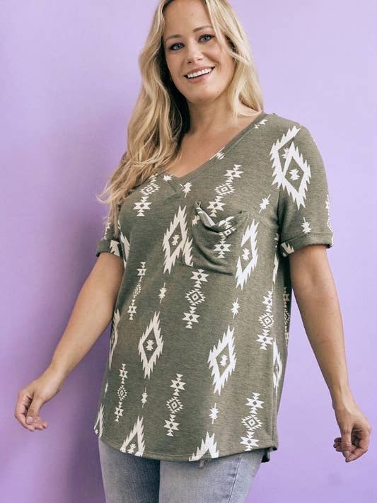 lovely melody – Engroshandel Tunika - Dame – LMT2232PL-L-Plus størrelse Geo T-shirt12