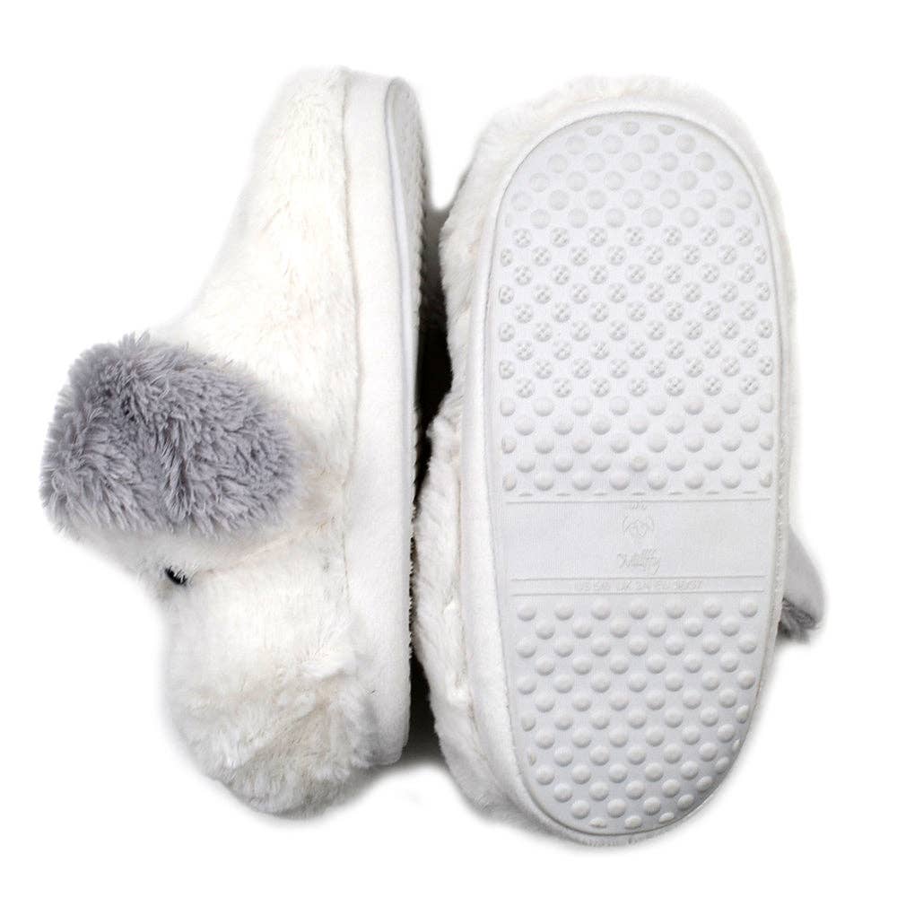 Blanc Pantoufles en peluche chien mignon Millffy, chaussons en peluche douce, chaussons chauds pour la maison. en vente sur Faire6