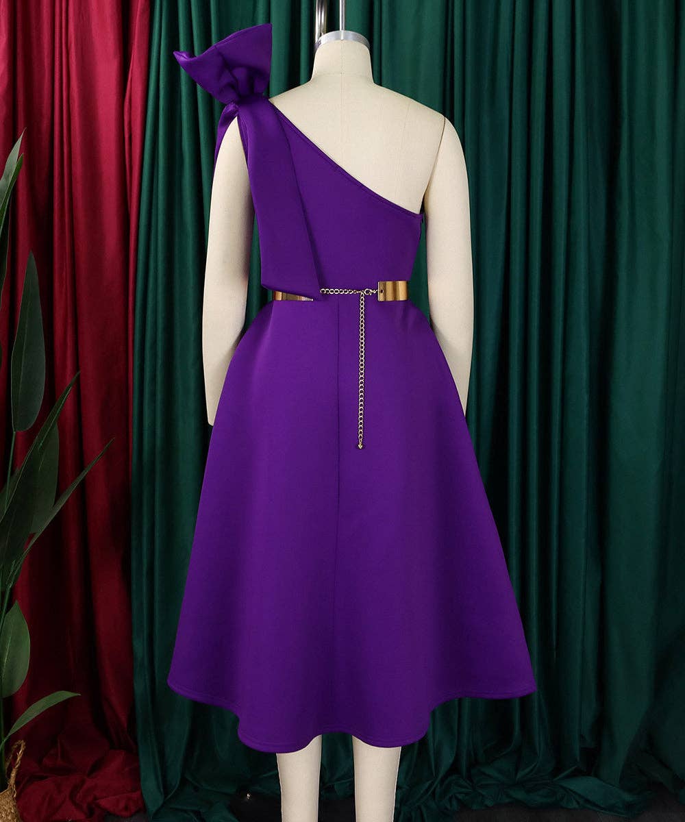 Aria Romance - Wholesale Dress - Women's - Asymmetric Bow-Sleeve Swing Dress23