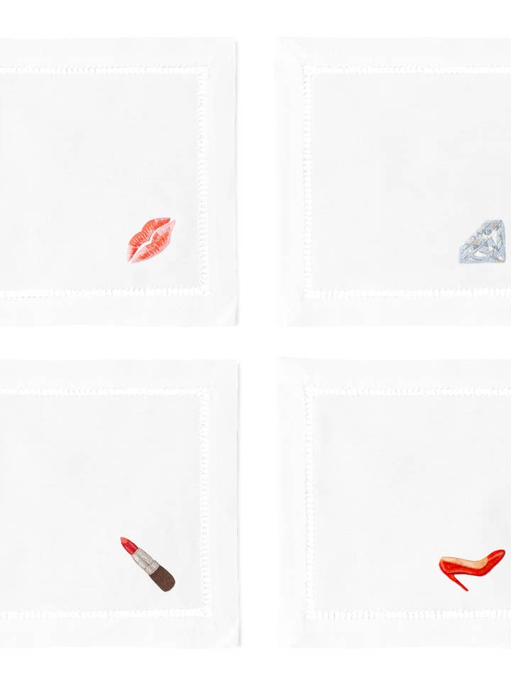 Diva Cocktail Napkins | Mixed Set of 4 for wholesale by Henry Handwork