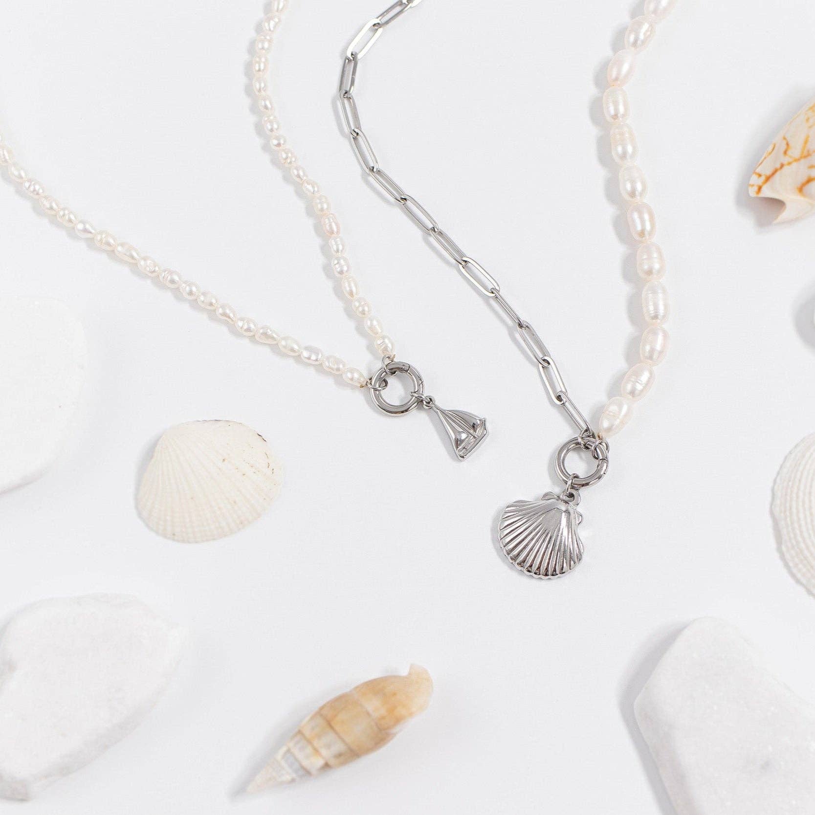 WJW - Wholesale Pendant/Charm Necklace - Stainless Steel Freshwater Pearl Charm Holder Necklace2