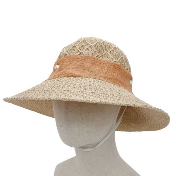 Cap Zone - Wholesale Straw Hat - Women's - Flower Ribbon Fabric Sun Hat14