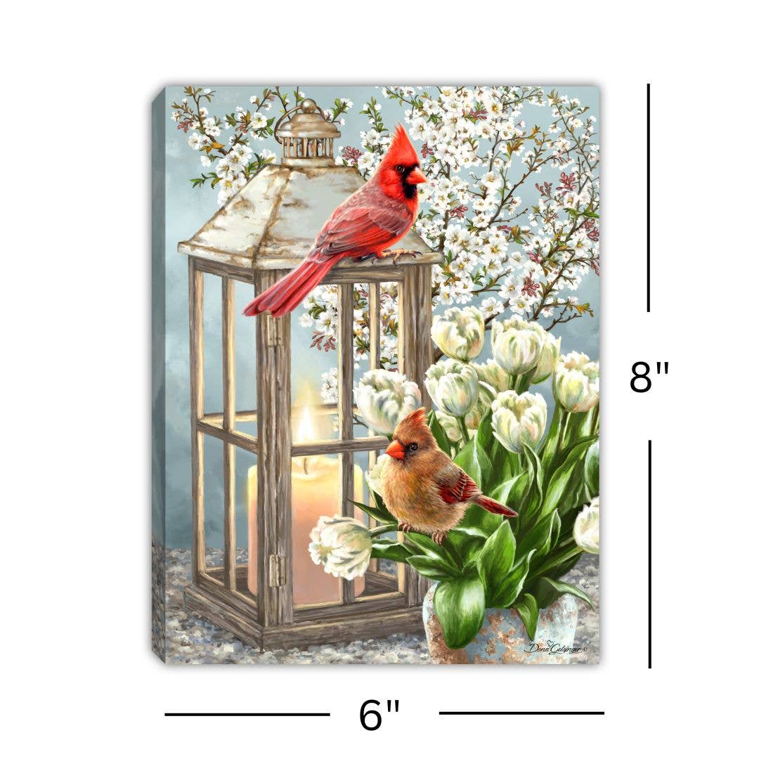 Glow Decor - Wholesale Decorative Tabletop Object - Sweet Cardinals 8x6 Lighted Tabletop Canvas2