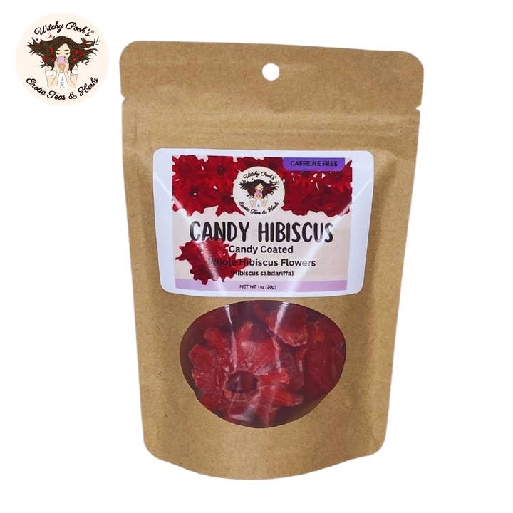 Witchy Pooh's Exotic Teas & Herbs - Wholesale Fruit Snacks - Witchy Pooh's Candy Hibiscus - Candy Coated Whole Hibiscus