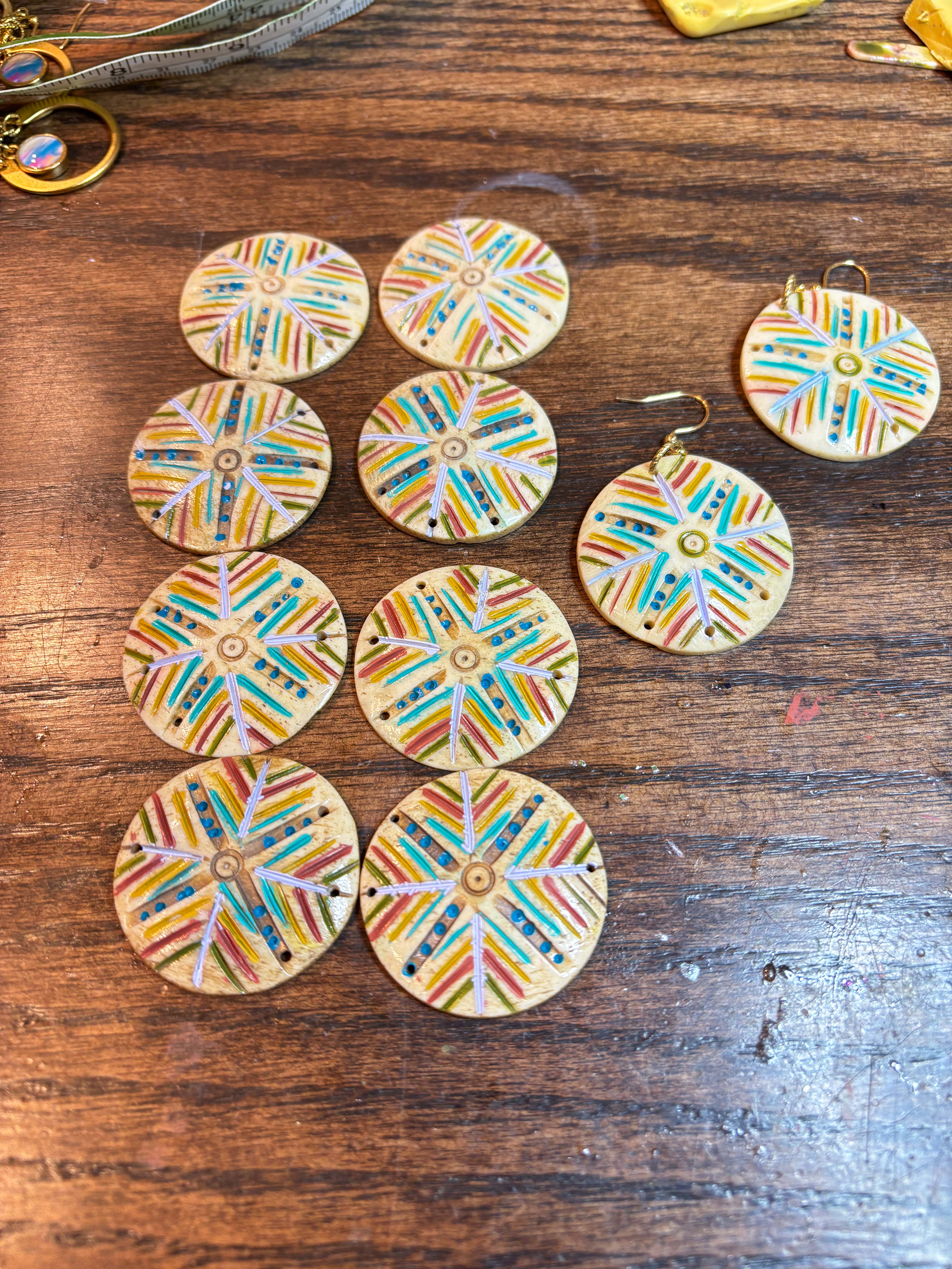 Jenica Jewelry - Wholesale Dangle Earrings - Bohemian Hand Painted Carved Bone earrings4