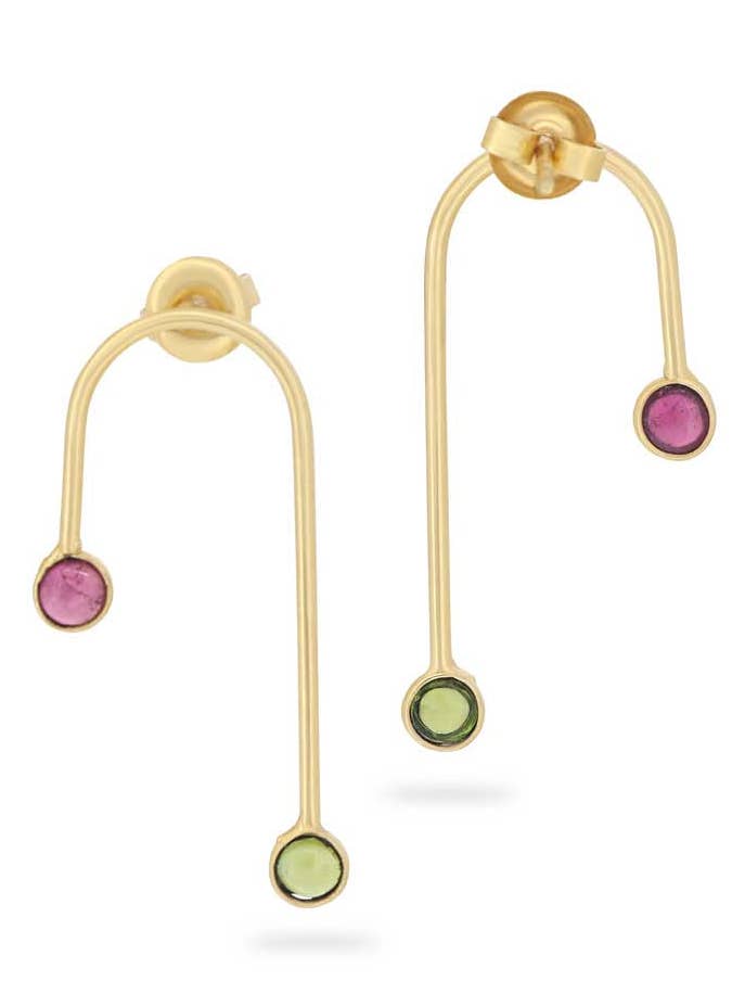 Asymmetric Tourmaline Gemstone Earrings for wholesale by Culture Spot