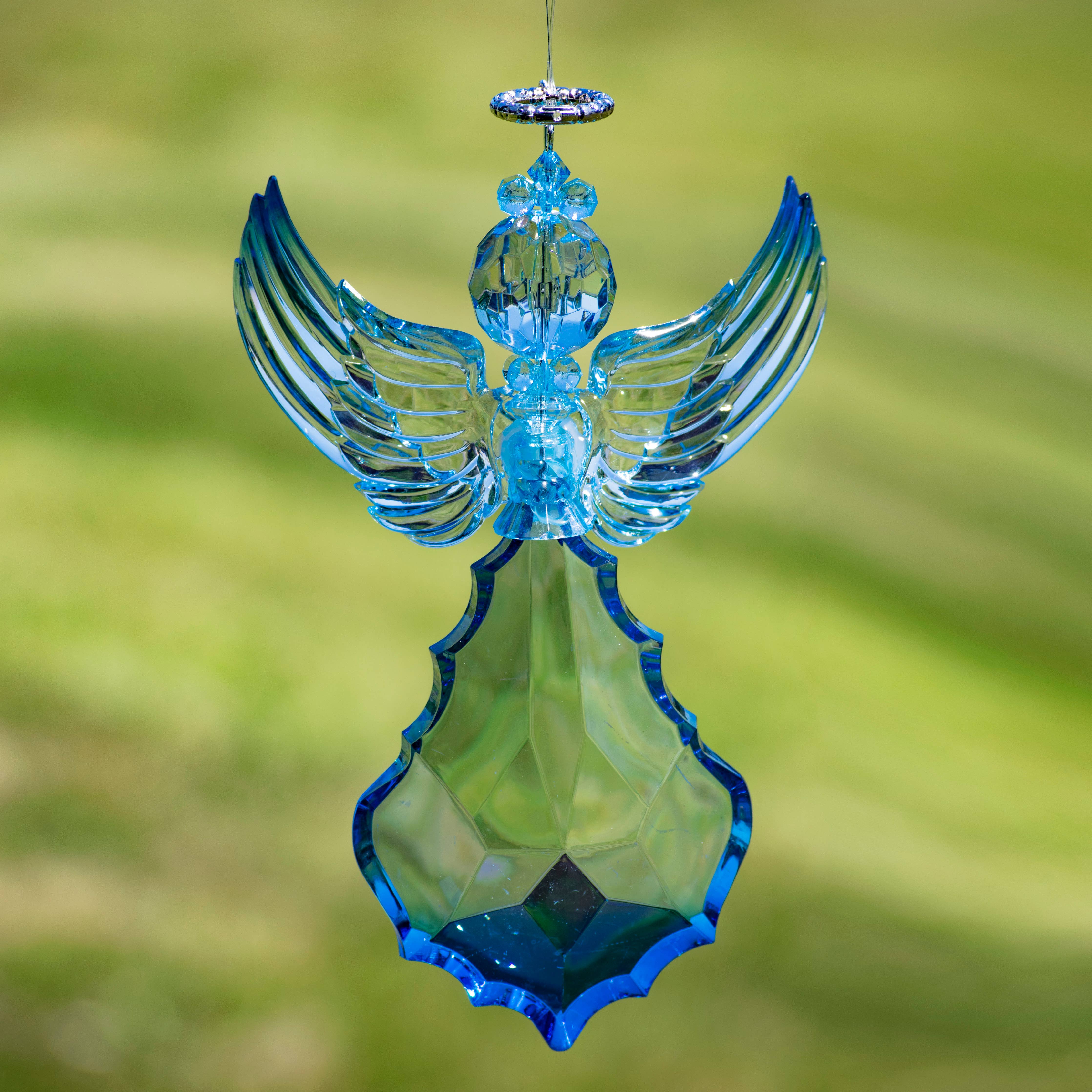 Zaer Ltd. International - Wholesale Ornament Set - Large Hanging Blue Acrylic Angel Ornaments in 3 Assorted3