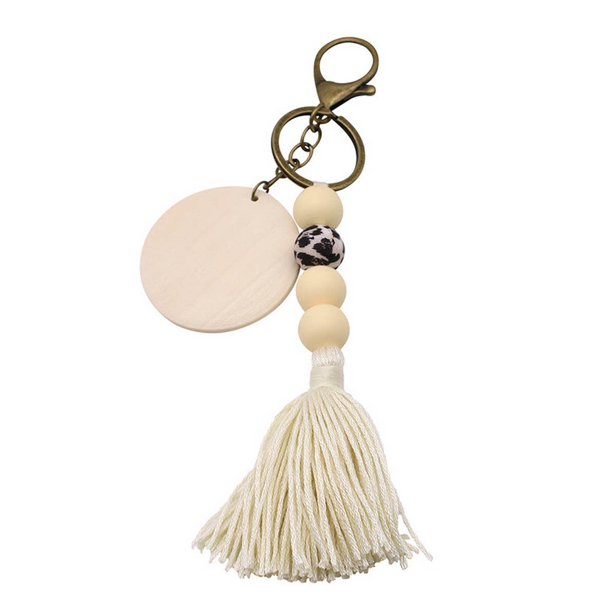 ACCITY - Wholesale Keychain - Women's - ROUND WOODEN BEADED TASSEL KEYCHAIN_CWMM15603