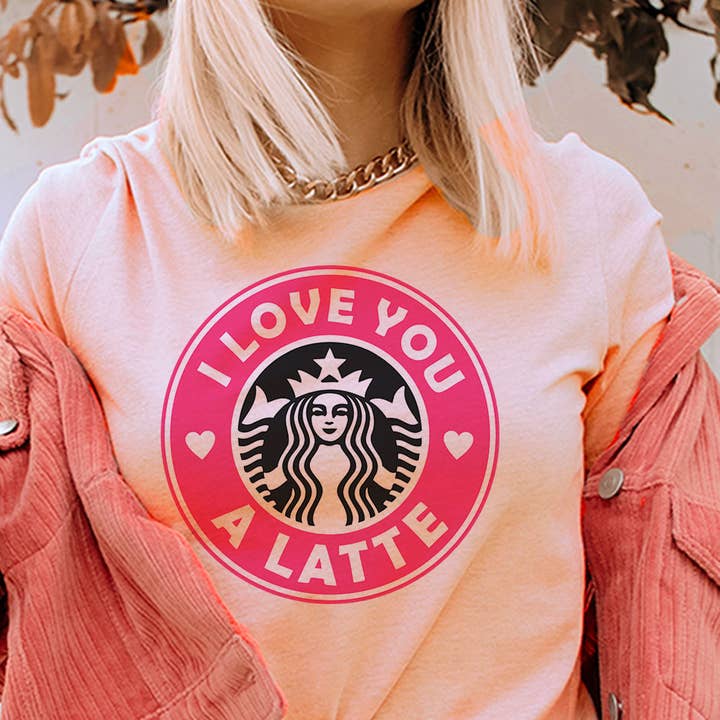 House Of Rodan - Vendita all'ingrosso Maglietta stampata - Donna - Ti Amo Un Sacco Caffè Logo Rosa - Maglietta di San Valentino