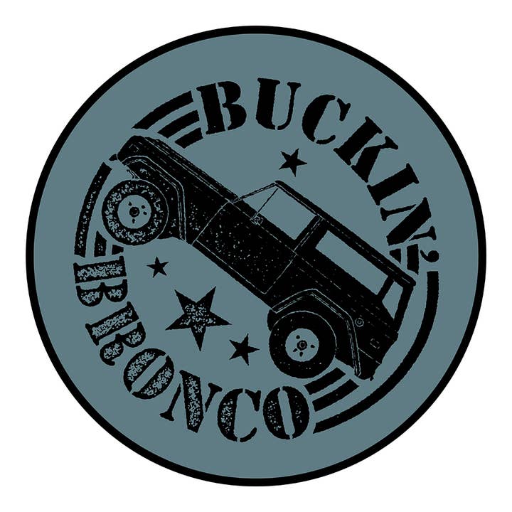 Klistermærke - Ford Buckin' Bronco - Rund for engroshandel hos Detroit Shirt Co.