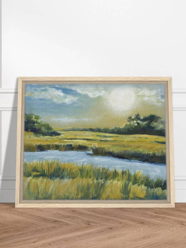 Gerahmter Leinwanddruck "Morgen im Marsch" | Küstenkunstwerk für den Großhandel von Melissa Dayton Art and Design