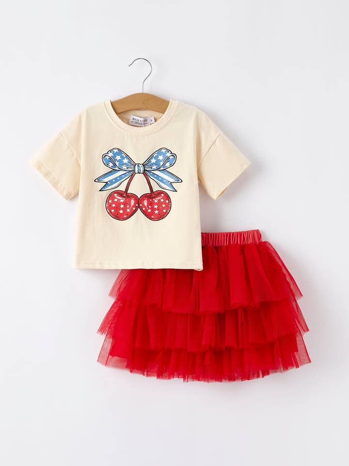 Rylee Faith Designs - Wholesale Dress - Kids - Independence Day Cherry Print Tulle Dress