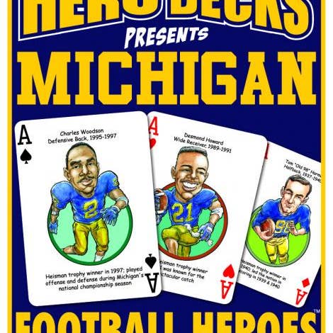 Midwest Novelty / Parody Productions - Wholesale Playing Cards - Michigan Football Heroes Playing Cards for Wolverine Fans