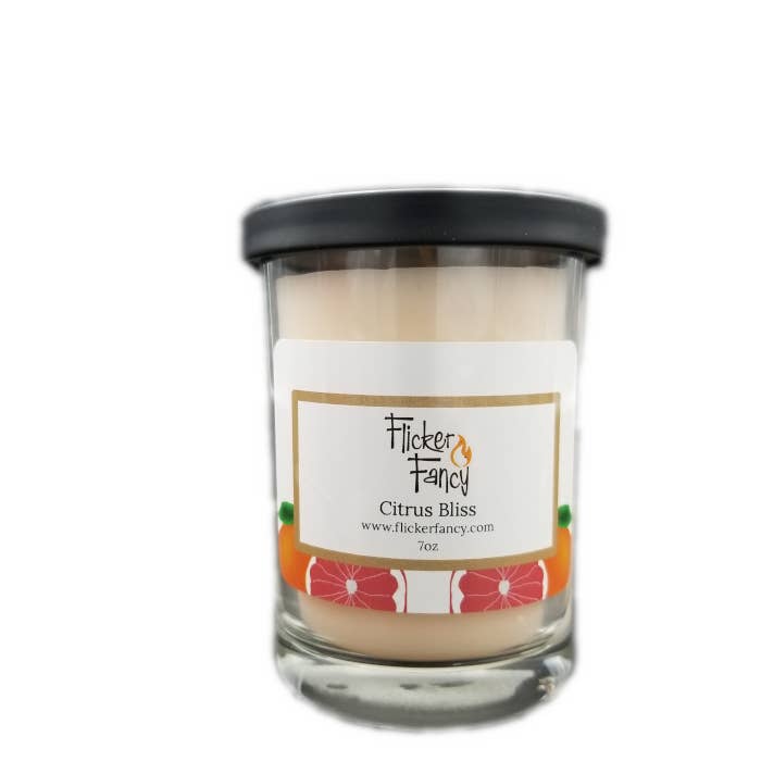 Citrus Bliss Scented Jar Candle for wholesale by Flicker Fancy