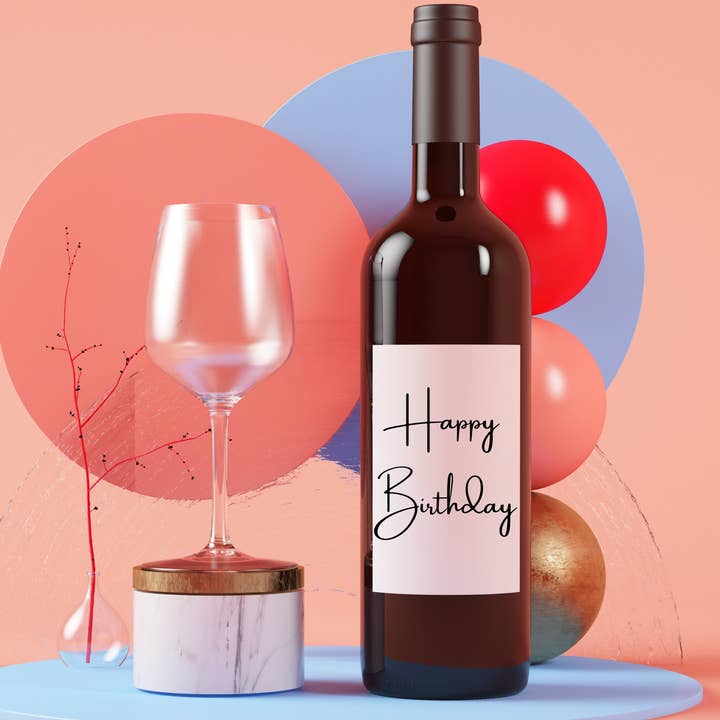 Étiquette de bouteille de vin et de champagne Joyeux anniversaire pour la vente par True North Bazaar