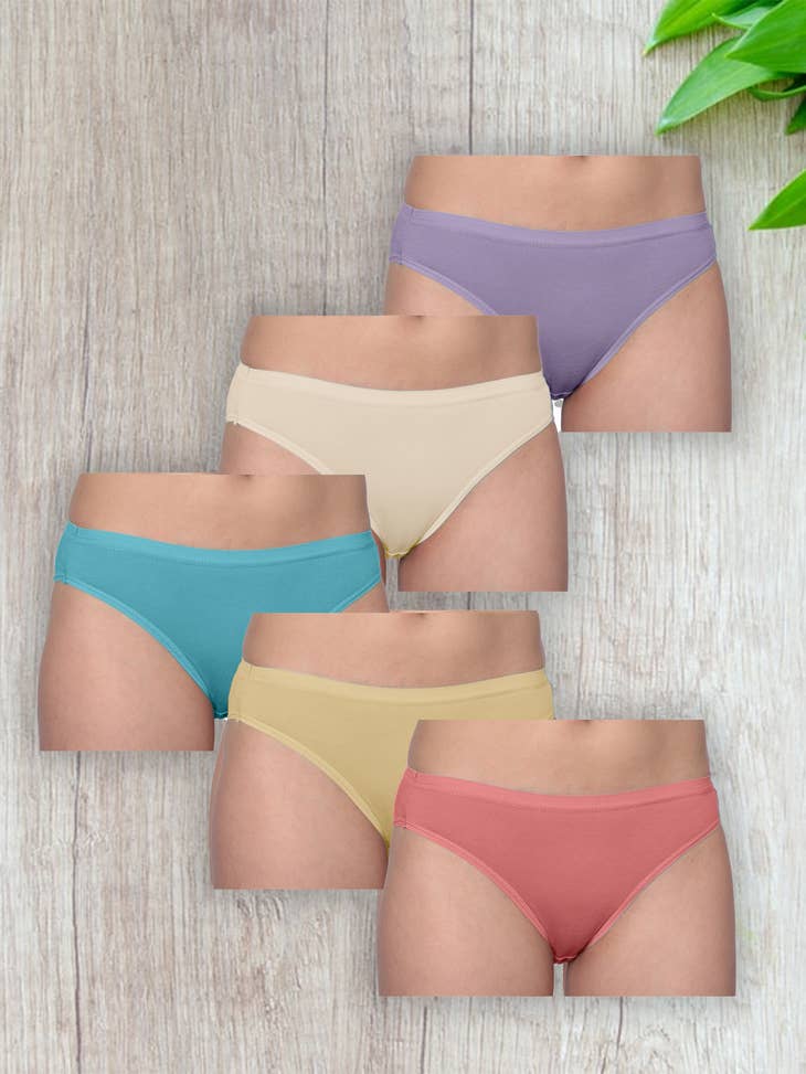 Paquete de 5 ropa interior de color Hi Cut para mujer Isadora al