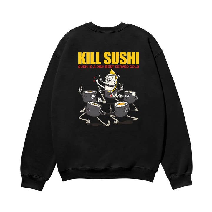 Kill Sushi Heavyweight Organic Sweatshirt Black for wholesale by Weekend Concept