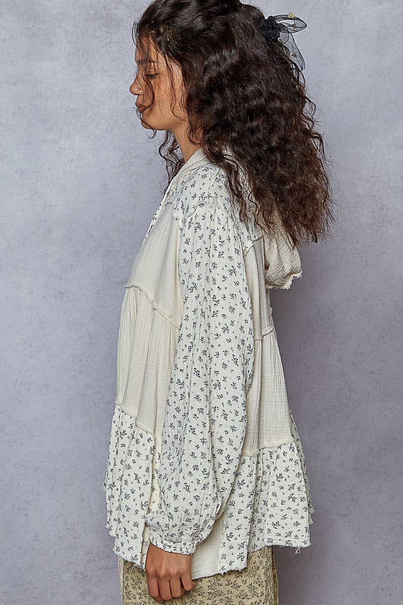 Pol Clothing - Wholesale Jacket - Women's - Balloon sleeve double gauze shirring detail jacket10