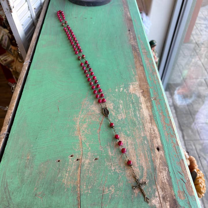 Love and Honor Jesus LLC - Wholesale Prayer beads necklace - Bronze Glass Bead Our Lady of Grace Rosary3