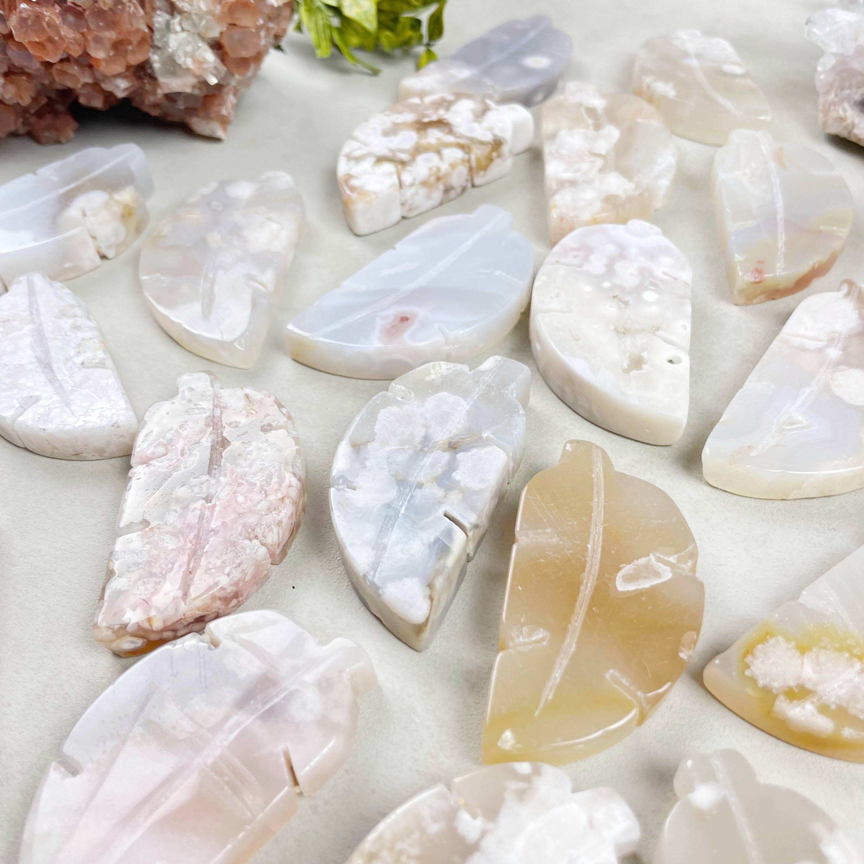 Ewelina Pas Jewelry - Wholesale Spiritual Stone/Crystal - Flower Agate Leaf Carving8