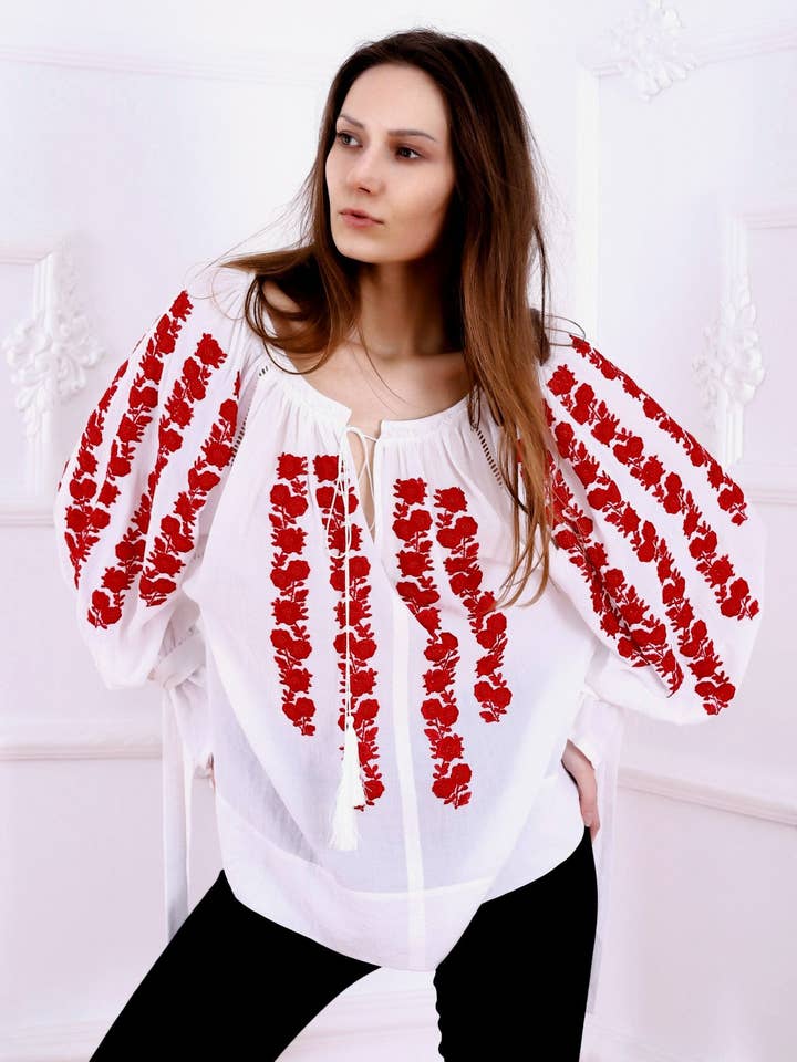 Blouse Sakura - Tissu blanc pour la vente par FLORII