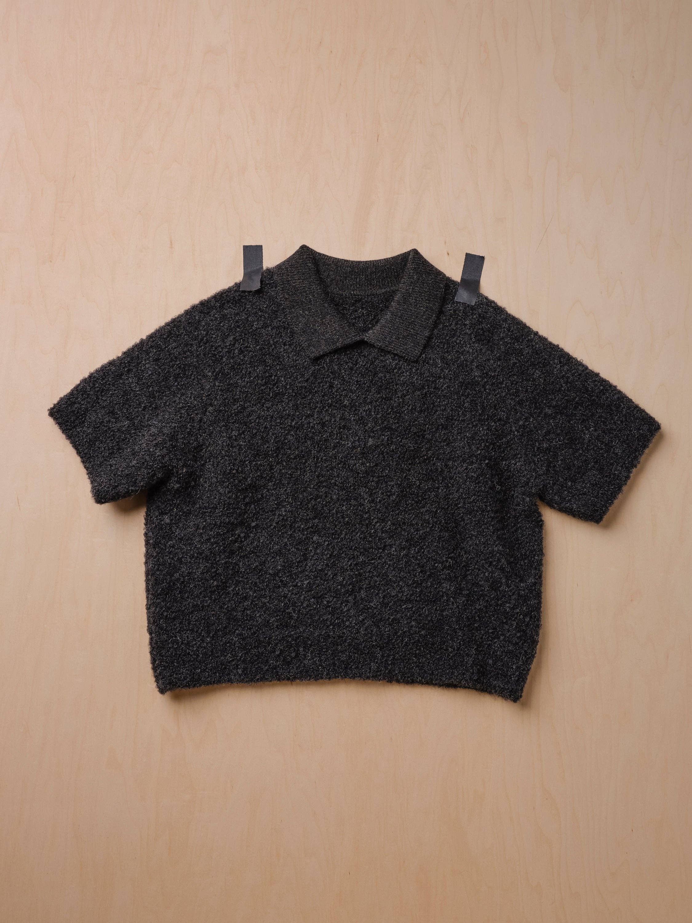 The Endery - Wholesale Polo - Women's - Ramona Bouclé Short Sleeve Polo - Anthracite9