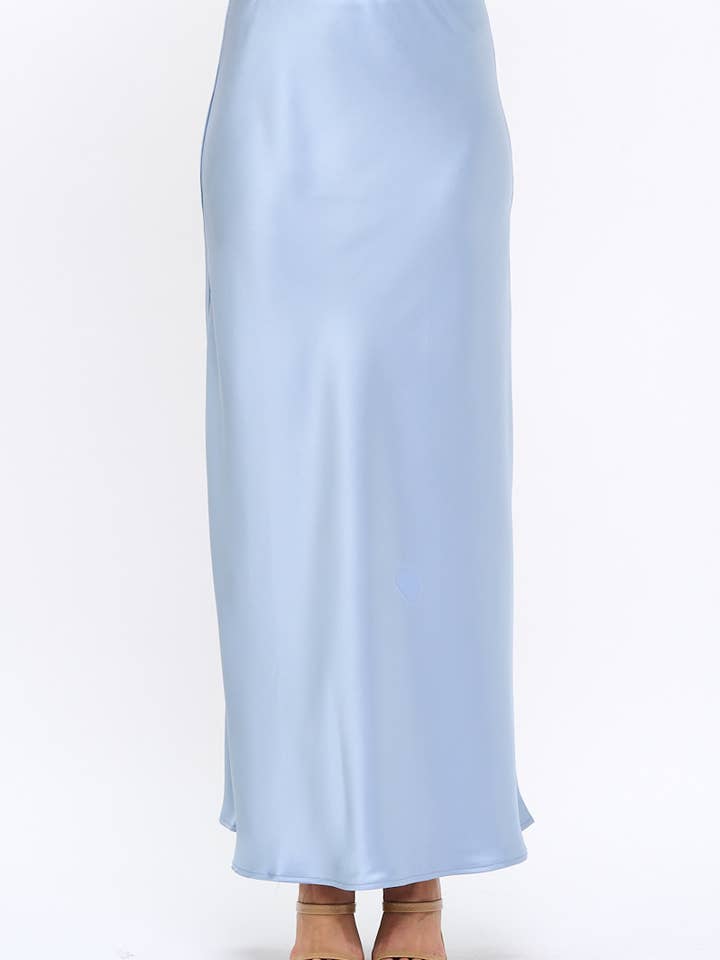 Made in USA Silky Satin Maxi Skirt for wholesale by Renee C.