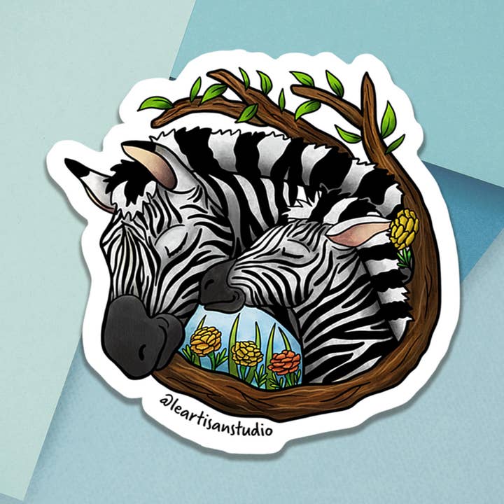 Zebra Family Sticker for wholesale by Cappy Trails