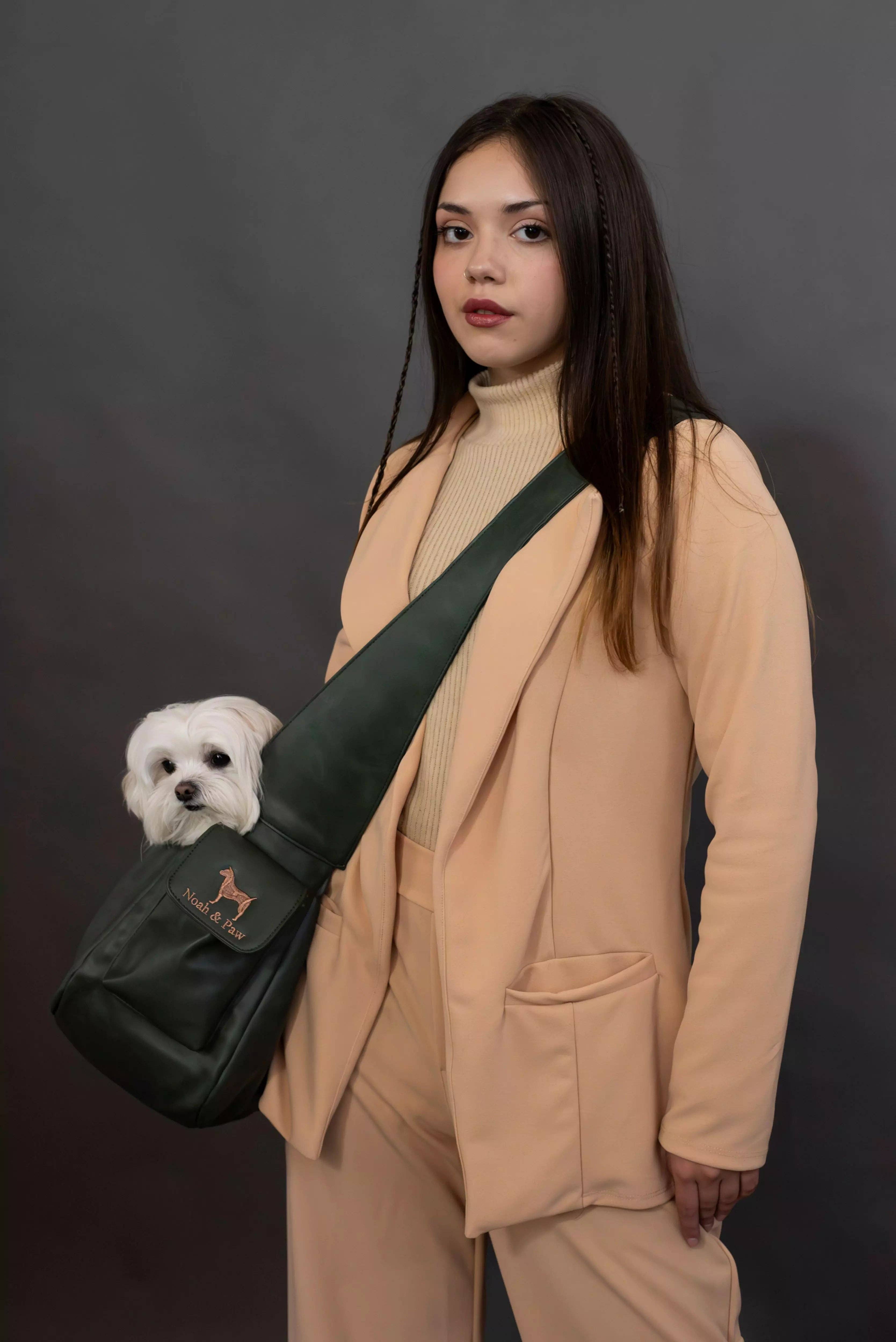NOAH AND PAW LLC - Wholesale Pet Carrier - Cat/Dog - Vegan Leather Pet sling Carrier, Ruffle Style7