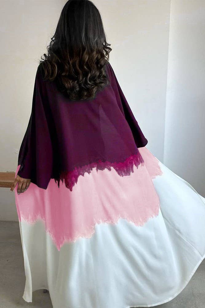 UNISHE - Wholesale Kimono - Women's - Summer Color Block Tie Dye Open Kimono ZK136910