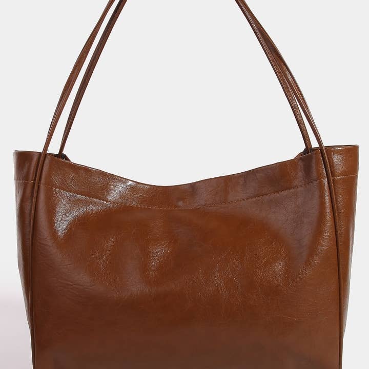 Simple Modern Leather Tote Bag for wholesale by Collections by Fame Accessories