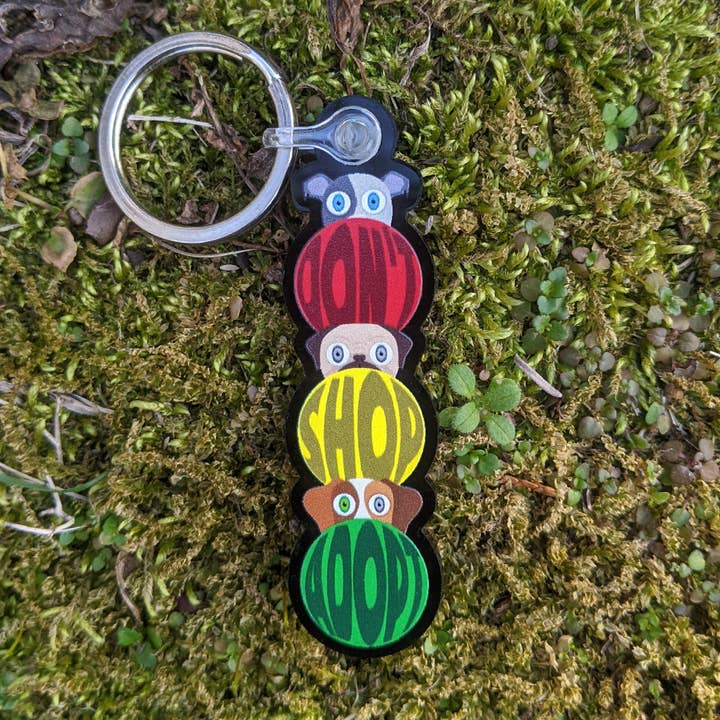 "Don't Shop, Adopt" Printed Dogs Recycled Acrylic Keychain for wholesale by LisetteArt Shop