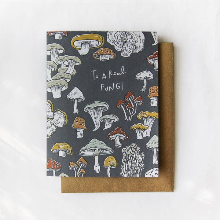 Root & Branch Paper Co. - Wholesale Everyday Greeting Card - To a Real Fungi Card - Mushroom Pun Greeting Card1