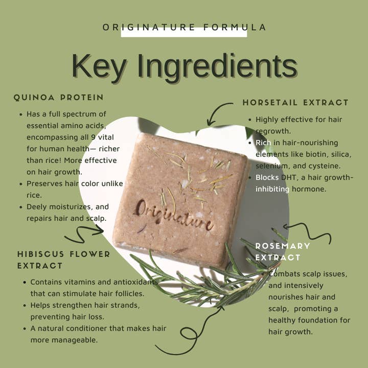 Originature - Wholesale Shampoo Puck/Solid Shampoo - Hair Growth Solid Shampoo - Rosemary & Quinoa Protein (Better Than Rice Shampoo Bar)