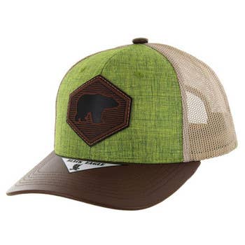 OLIVE KHAKI SM289 BEAR , TRUCKER, BASEBALL CAP, HAT for wholesale on Faire0