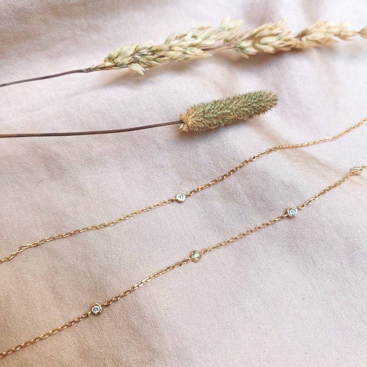 ZOHREH - Vendita all'ingrosso Bracciali a catena e a maglie - Bracciale con diamanti a stazione in oro 9 carati2