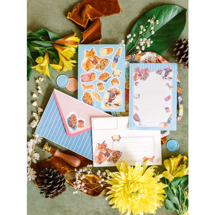 A6 Stationery Set: Fox & Sheep Bakery for wholesale by Cottonbook