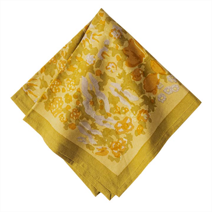 Couleur Nature - Wholesale Dinner & Cloth Napkin - Jardin Mustard & Grey | Napkins - Set of 6
