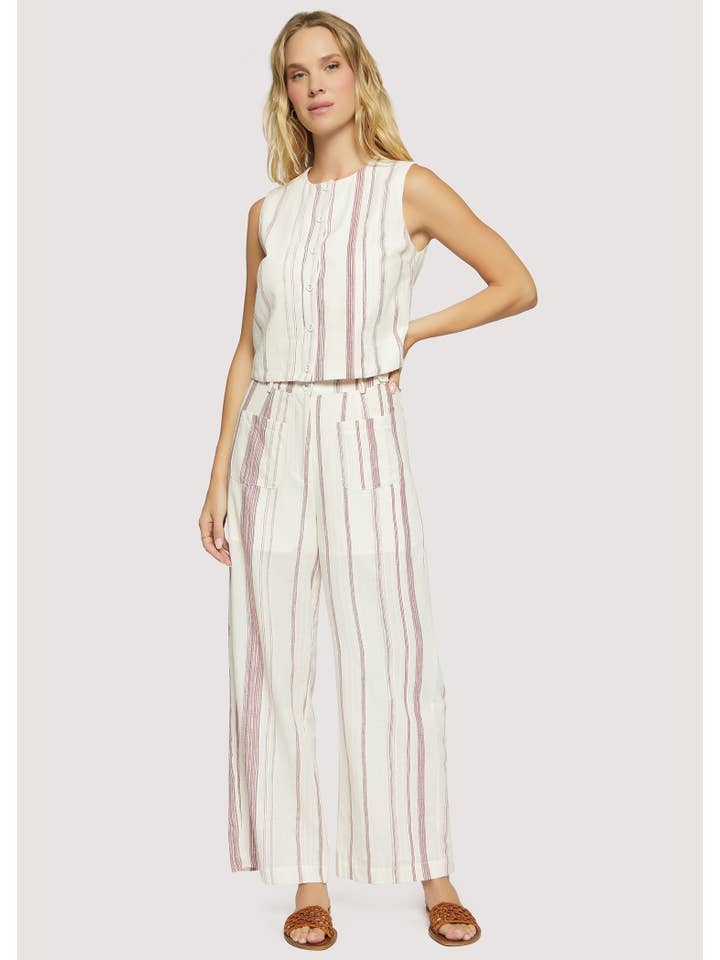 RED NATURAL Costa Mirage Pants - Summer Striped Cotton Straight for wholesale on Faire