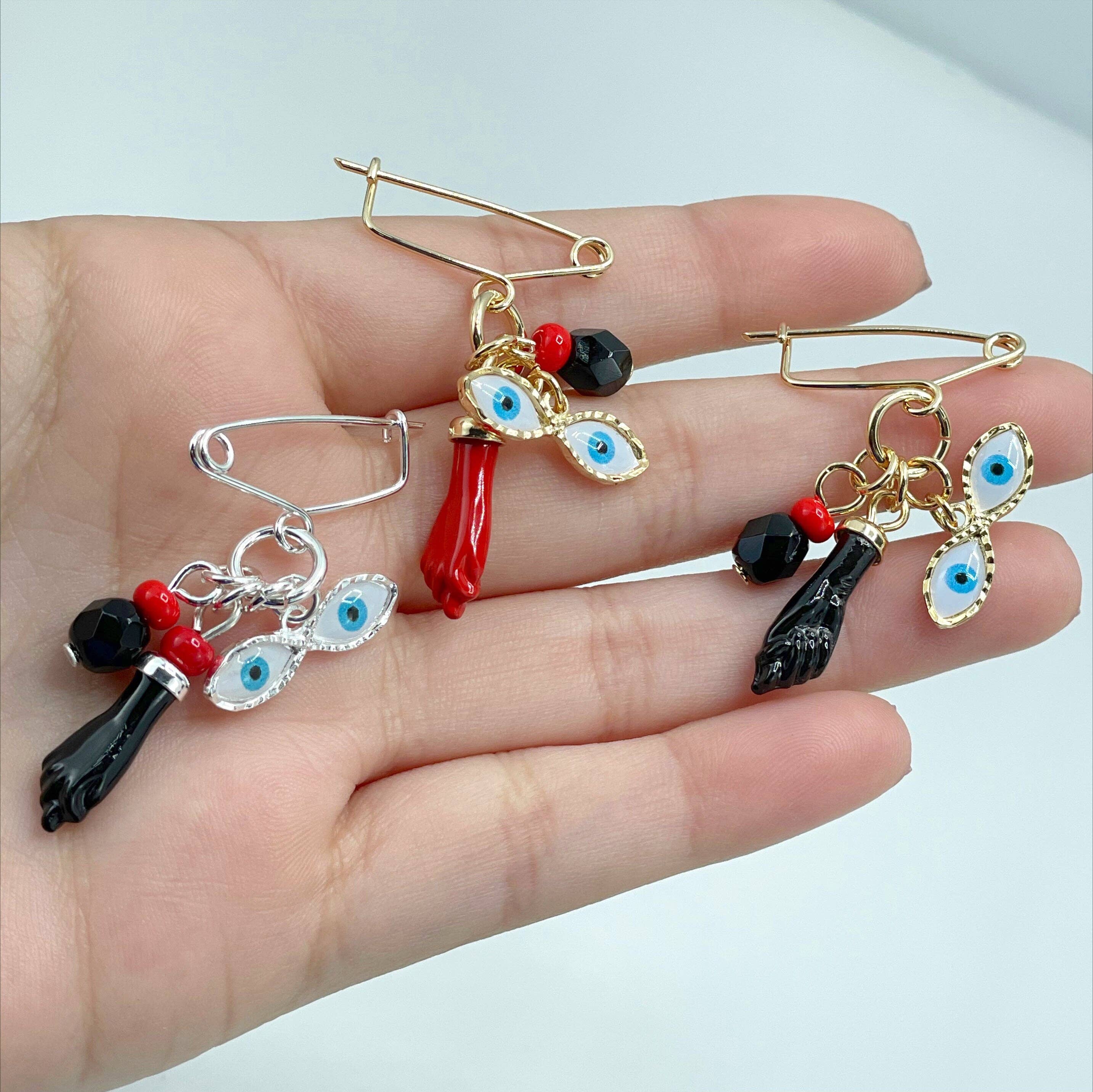 DIJU Jewelry - Wholesale Individual Charm/Pendant - 18k Gold Filled or Silver Filled, New Born, Simulated Azabache, Figa Hand, Evil Eye Charms Pendant, Wholesale Jewelry Making Supplies3