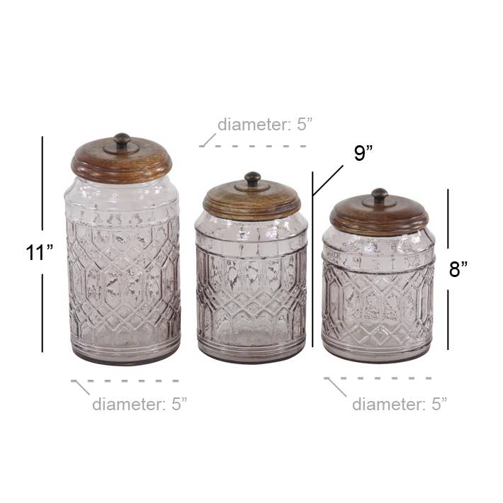 Deco Marché - Wholesale Decorative Jar - Farmhouse Clear Glass Decorative Jars Set3