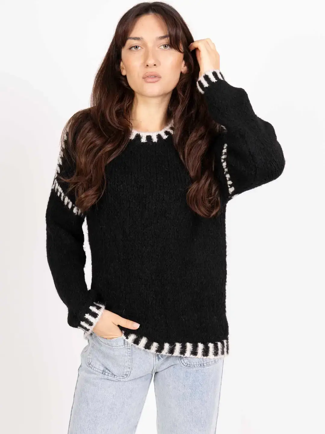 Pépouz' Paris - Wholesale Knit Sweater - Women's - Soft two-tone knit sweater PP251620