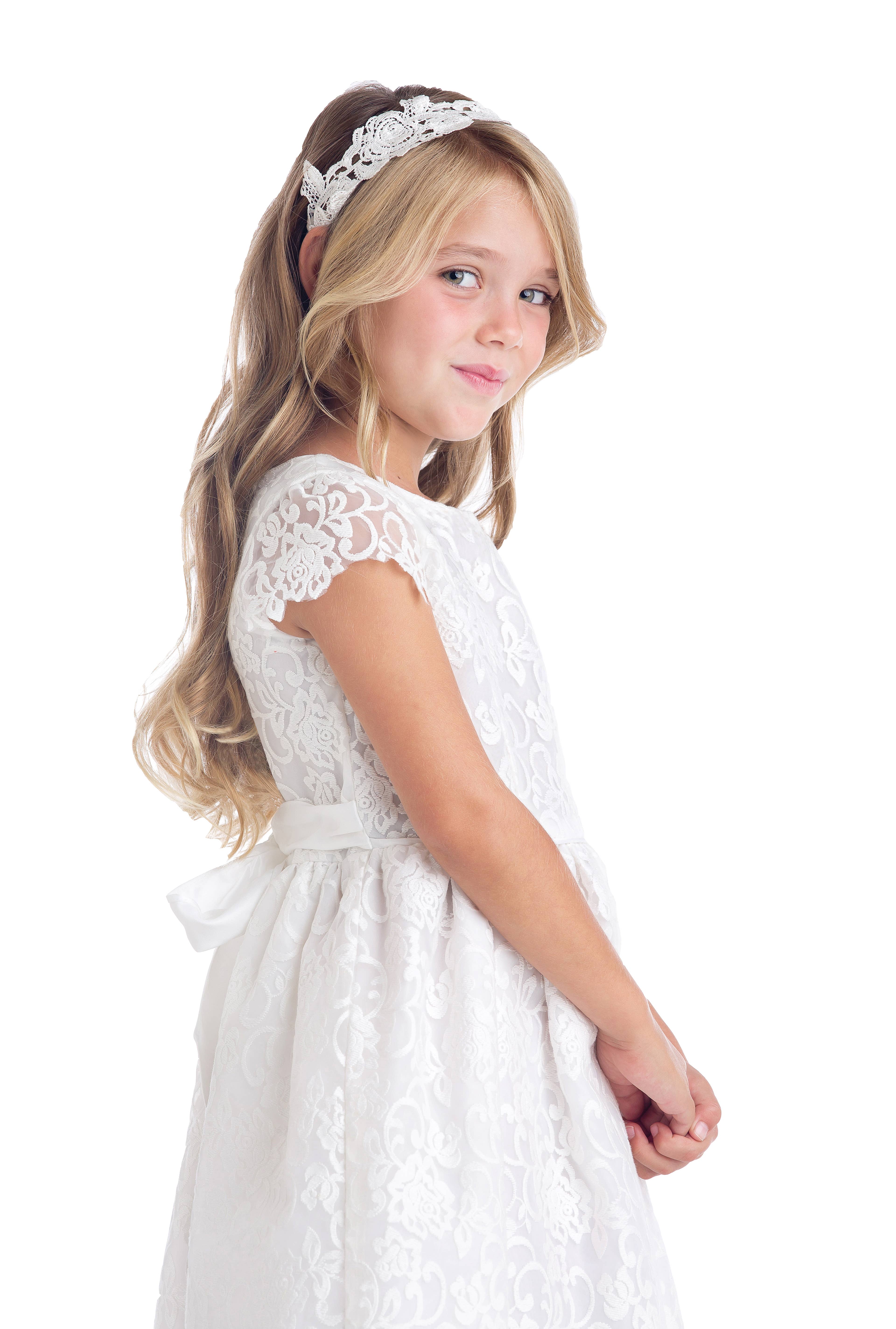 Sweet Kids, Inc. - Venta al por mayor Vestido - Niños - SK688 - organza bordada de flores con mangas festoneadas4