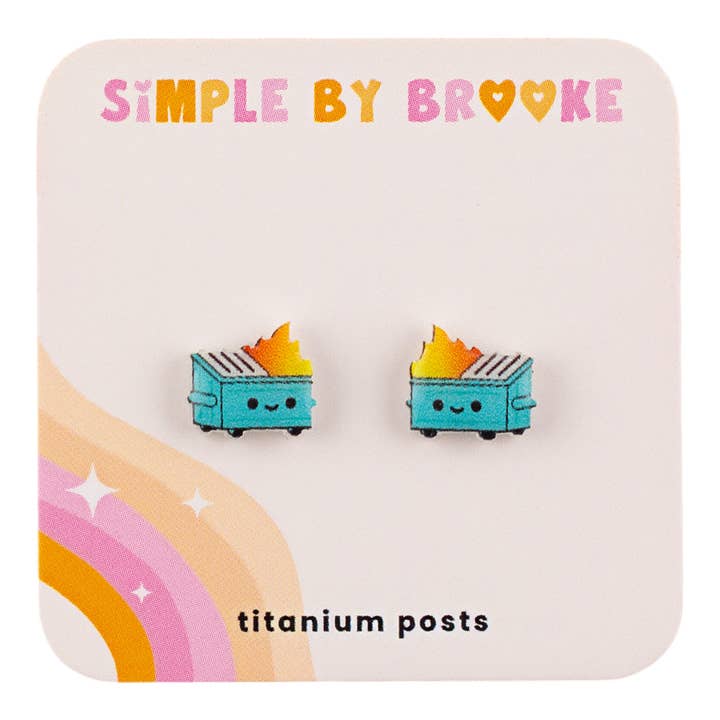 Kawaii Dumpster Fire Earrings - Funny Gift for wholesale by SimplebyBrooke