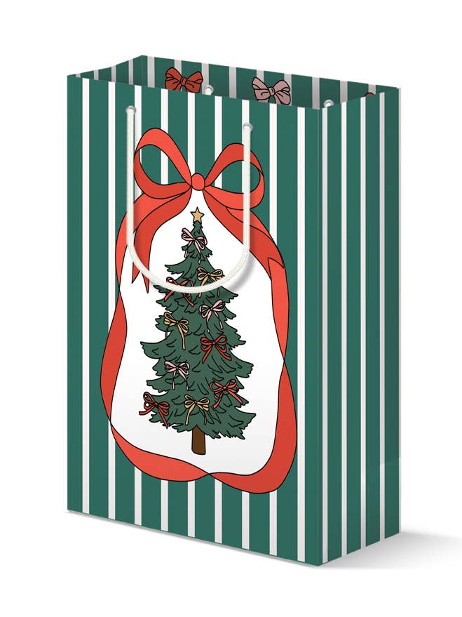 Sac cadeau de Noël avec sapin de Noël pour la vente par Illustrating Amy