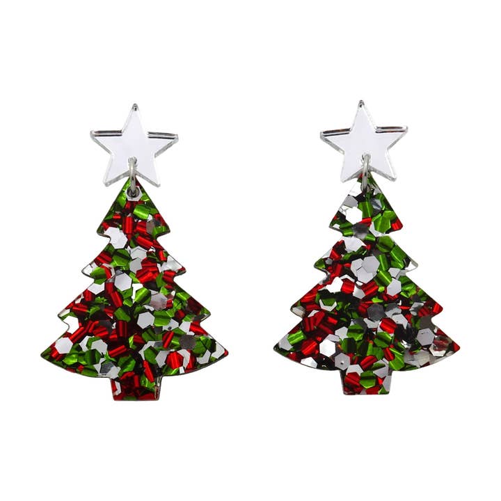 Girlfetti - Wholesale Dangle Earrings - Christmas Tree Acrylic Dangle Earrings1