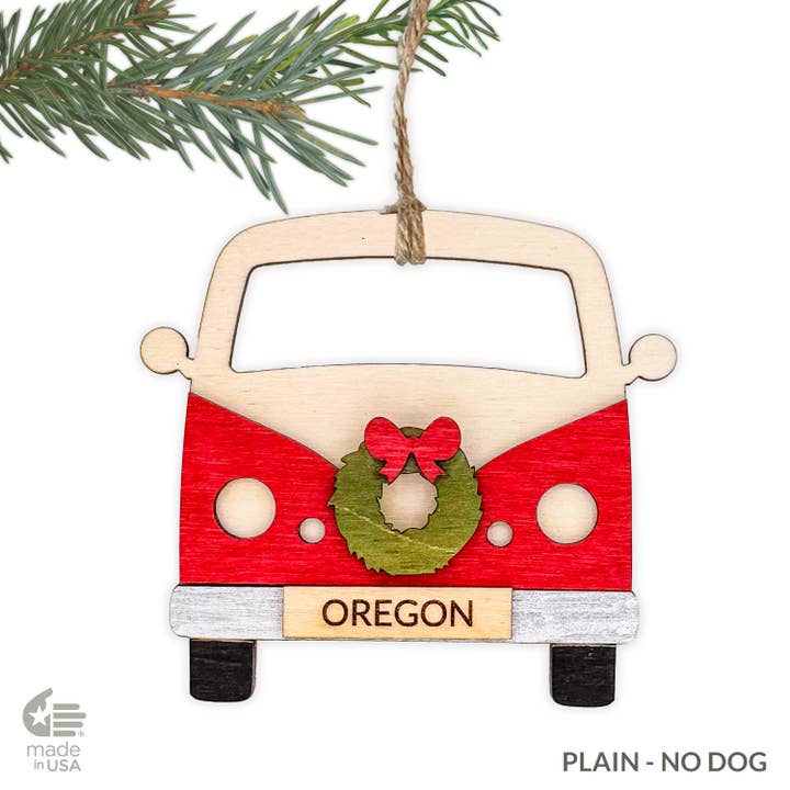 Bloom & Wander - Wholesale Ornament - VW Bus + HOND Ornamenten | Strand Kust Kerstmis Gemaakt in de VS1